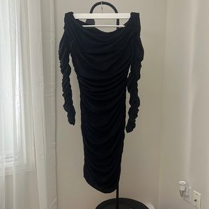Ruched off shoulder dress